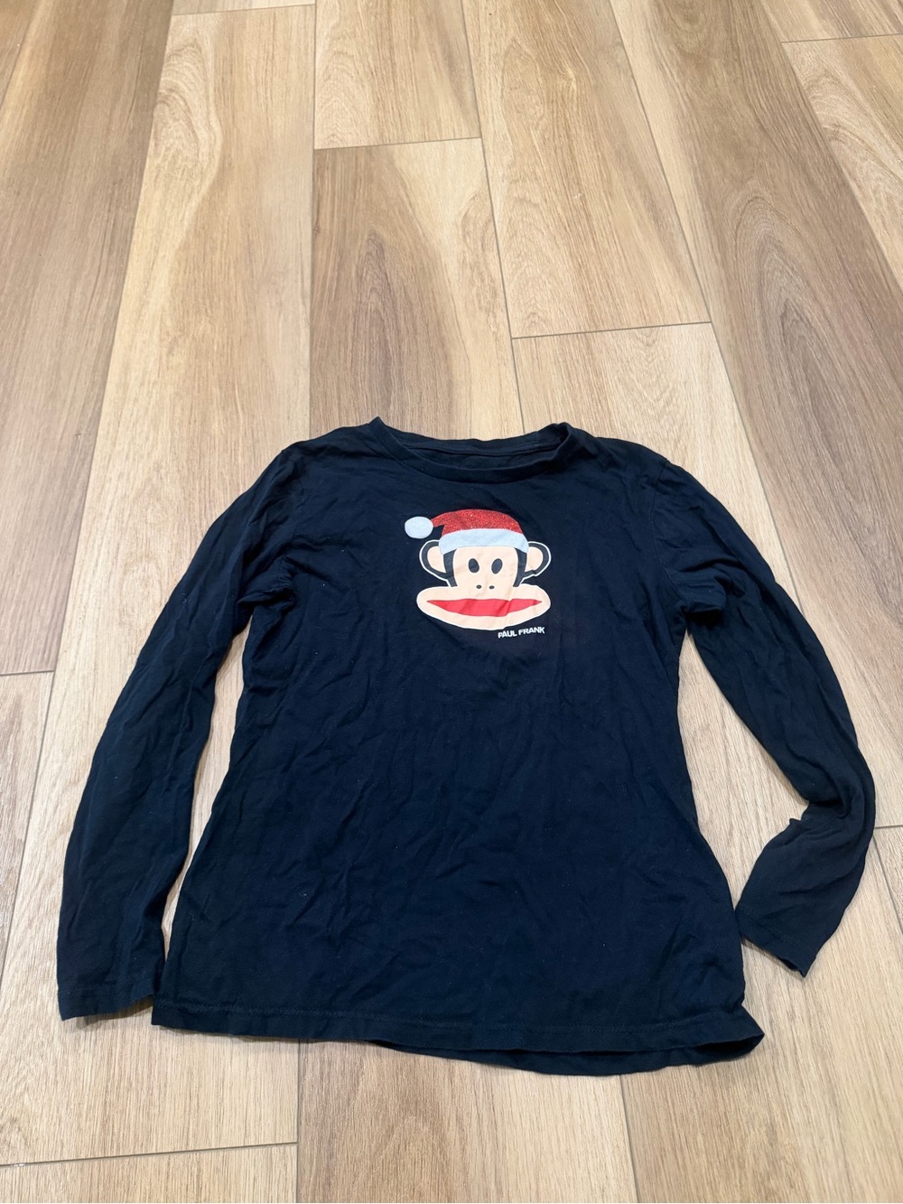 Paul Frank Black Long-Sleeve Monkey Graphic Tee Medium